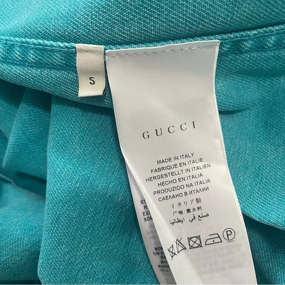 Gucci Turquoise Denim Cherry Embroidered Jacket Made in Italy Small - Picture 9 of 11